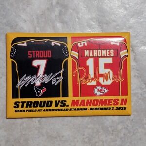Houston TexansVS Kansas City Chiefs 12/7/25 Game Day Magnet Stroud Vs Mahomes
